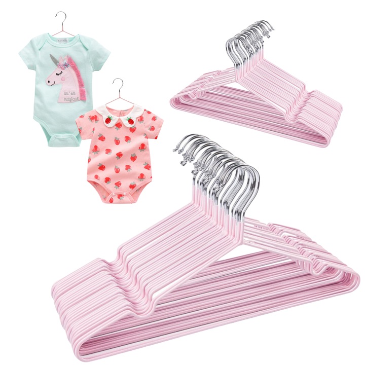 Set Umerase Pentru Copii, Home Design, Wu3, Material: Metal + Strat Pvc, Rezistente Si Flexibile, Umerii Rotunjiti Previn Deformarile, Decupaje Pentru Suspendarea Hainelor Pe Bretele, 29.5 x 18 x 0.5 cm, Multicolor, 20 Buc