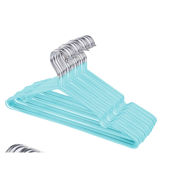 Set 20 umerase pentru haine de copii din PVC, Albastru/Argintiu, 30 cm