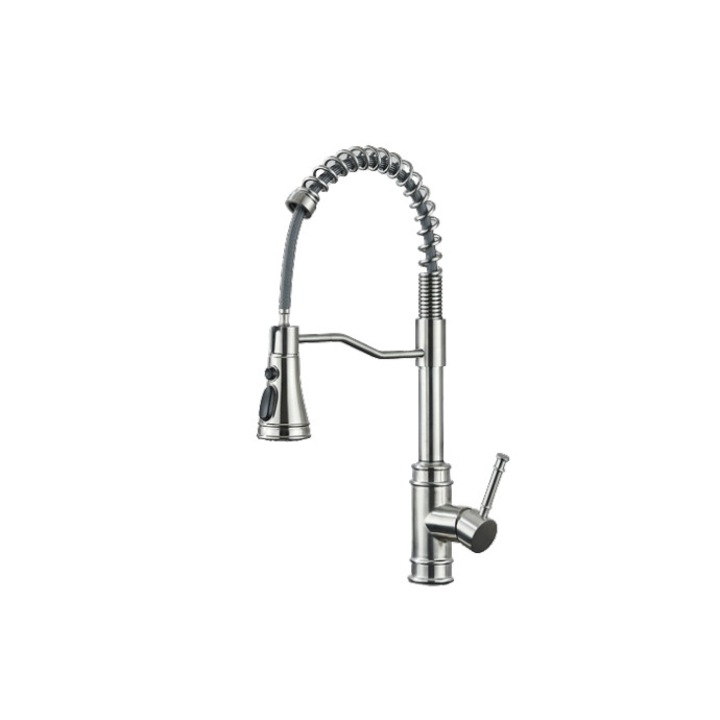 Konyhai mosogató csaptelep, Blackswan, M322 típus, nikkel modell 3 üzemmóddal és visszahúzható zuhanyzóval, mérete 49 cm