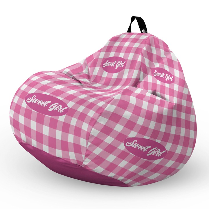 Fotel Updeco Pouf Babzsákfotel, Körte L típus, vízálló, szobai/szabadtéri, belső táska, fogantyúval, 90 x 80 x 60 см, Fotel Édes kislány