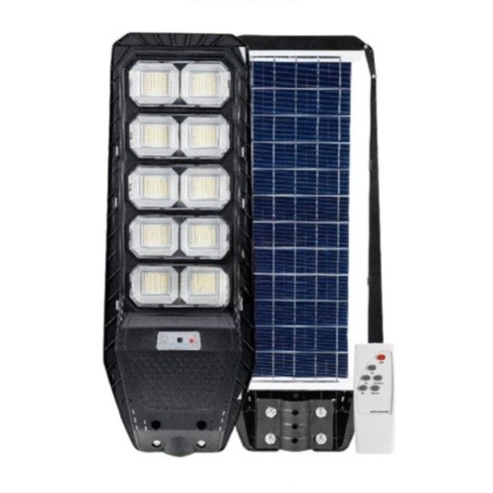 Улична соларна лампа ОМ Маркет LILU, 1500W, Черна