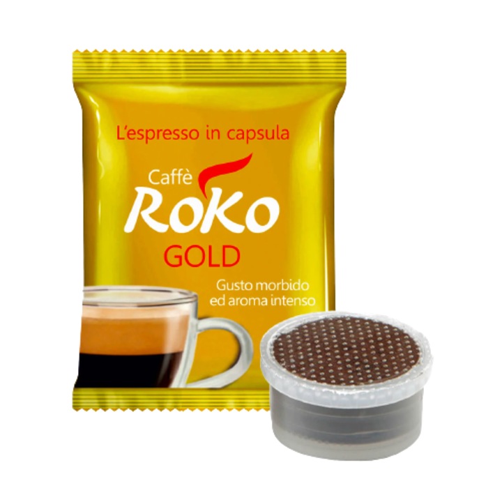 Cafea Capsule compatibile Lavazza Point, CaffeRoko Gold, 100 buc in flowpack cu atmosfera modificata, 100x7g