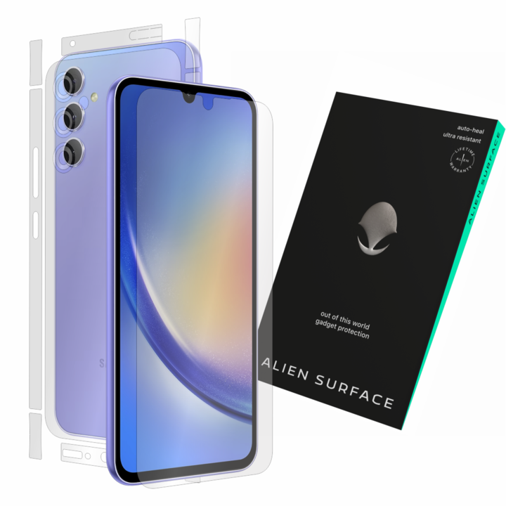 Alien Surface védőfólia, kompatibilis a Samsung Galaxy A34 5G-vel, képernyővédő, hátlap