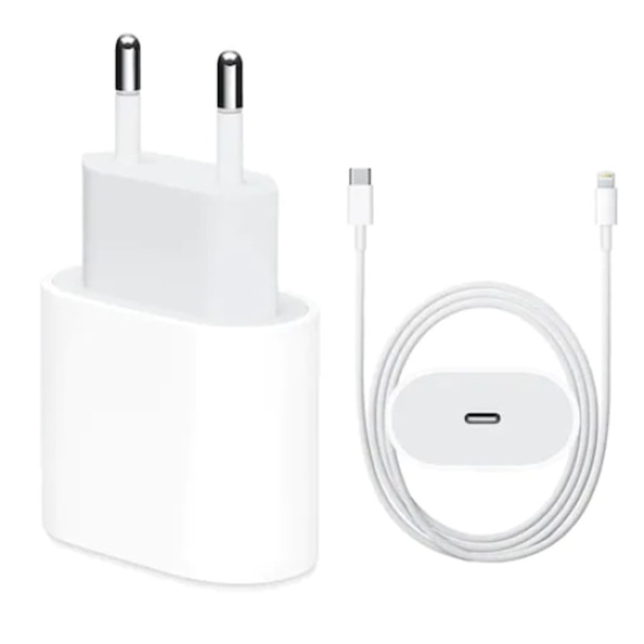 OEM Gyorstöltő készlet, iPhone 14/13/12/11/8 sorozat telefonokhoz, USB-C, 1,5 m, 20 W, fehér