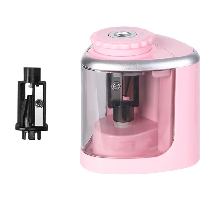 Ascutitoare Electrica, Darklove, Portabil, Lama pentru ascutire rapida, Cu utilizare dubla manuala si electrica, Sigur si antiderapant, Potrivit pentru scoala acasa copii, Plastic, Roz