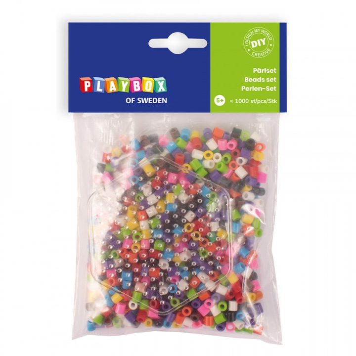 Set margele de calcat PLAYBOX culori mixte 1000 buc + 1 planseta hexagon