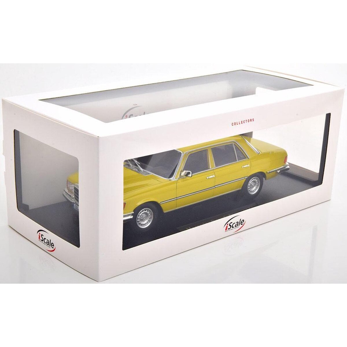 Macheta Mercedes 450 SEL mimosa yellow 1/18 IScale eMAG.ro