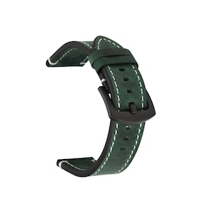 Curea universala 22mm Veaco®, din piele cusuta, pentru Samsung Gear S3 / Watch 46 / Huawei Watch GT 2 46mm / GT 2 Pro / GT 2e, verde