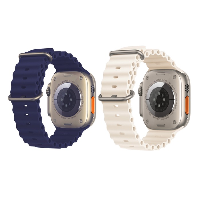 Комплект от 2 силиконови каишки NUODWELL за Apple Watch Ultra/8/7/6/5/4/3 Използвайте размер 49/45/44/42 мм бяло+синьо