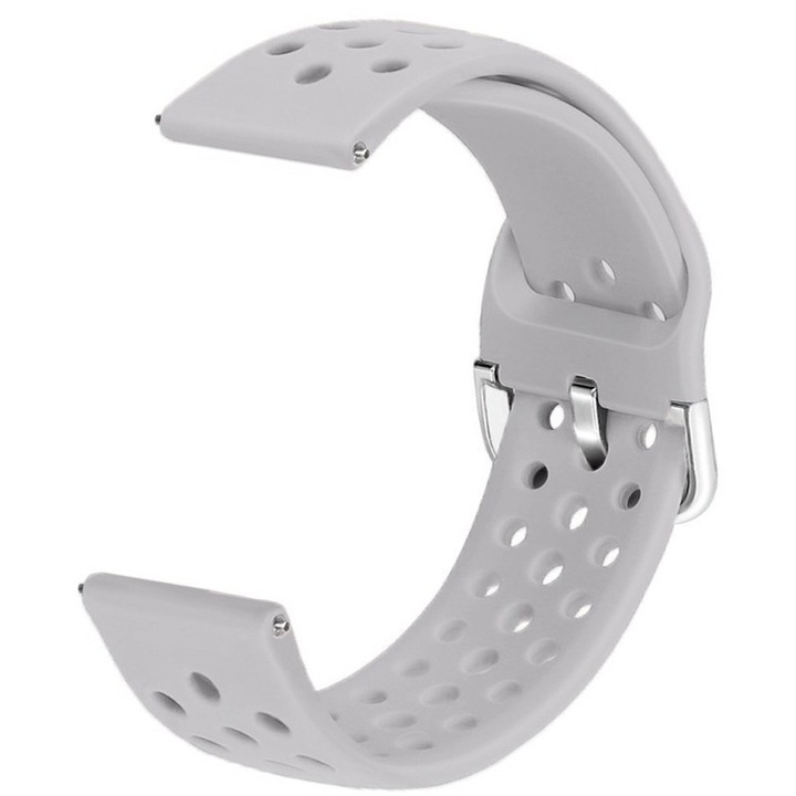 Curea din silicon, compatibila Huawei Watch GT4 46mm, GT3 46mm, GT3 Pro 46mm, GT2 46mm, GT 2E, Watch 3, Watch 3 Pro, Samsung Galaxy Watch 3 45mm, Gri