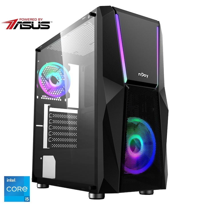 Sistem Desktop PC Gaming Serioux Powered by ASUS cu procesor Intel® Core™ i5-12400F pana la 4.4GHz, 32GB DDR4, 1TB SSD M.2, ASUS Dual GeForce RTX™ 3050 V2 OC Edition 8GB GDDR6 , No OS, Black