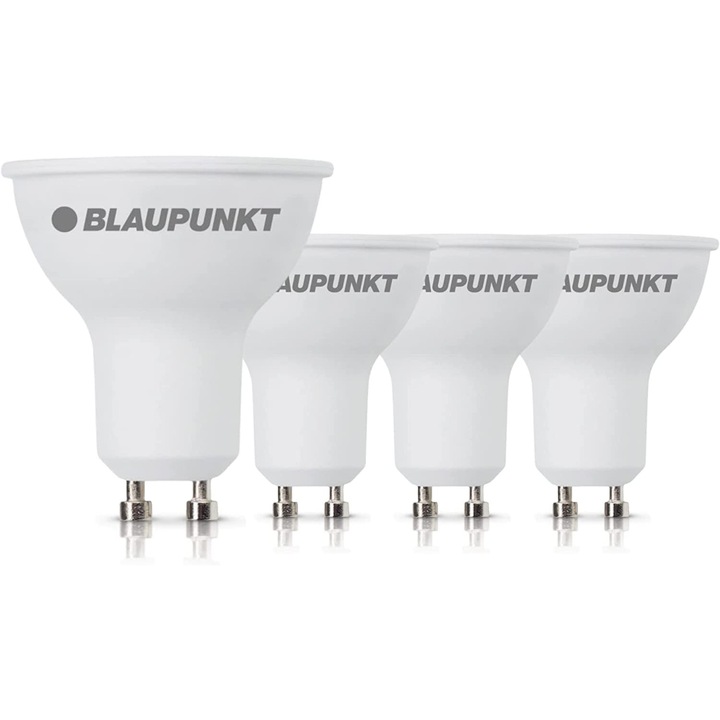 Bec LED, Blaupunkt, GU10 5W cu lumina alba calda 2700K, set 4 bucati