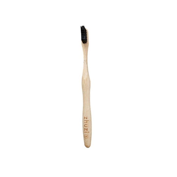 Periuta de dinti din bambus natural, Zhuzi, vegan si fara bpa 19 x 1,5 x 0,5 cm