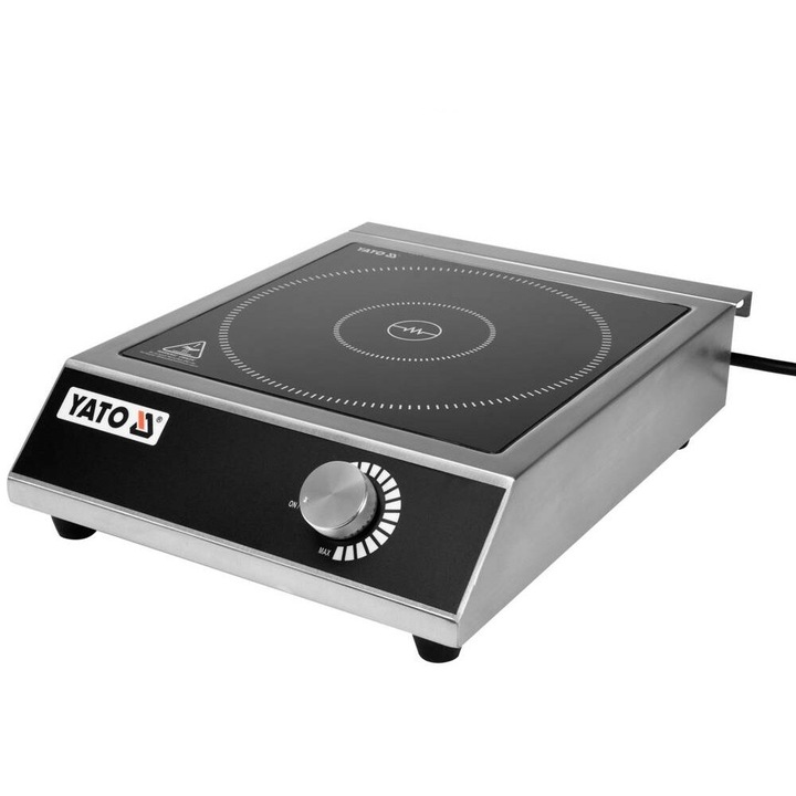 Индукционен котлон Yato Gastro, Професионален, неръждаема стомана, мощност 3500 W, 325x420x105mm