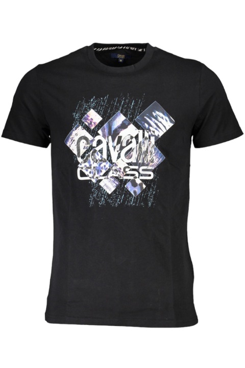 Tricou barbati cu imprimeu abstract, Cavalli Class, Negru