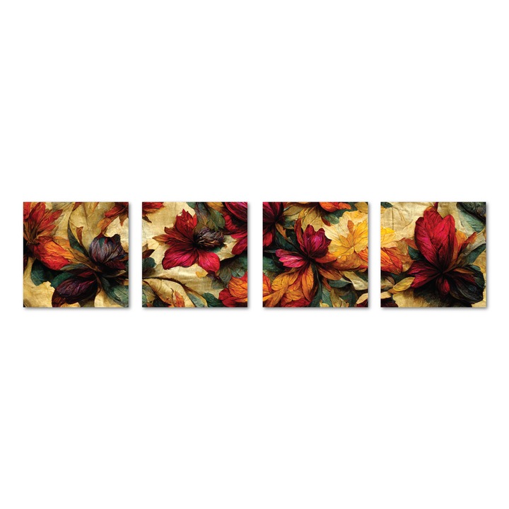 Tablou canvas - Ornament floral - 200x50cm, 4 piese