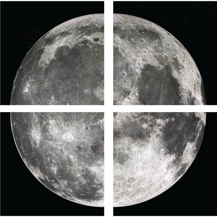 Tablou canvas - Full Moon - 100x100cm, 4 piese