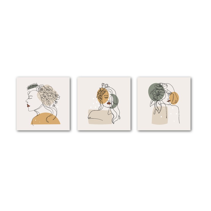 Tablou canvas - Lineart ladies - 150x50cm, 3 piese