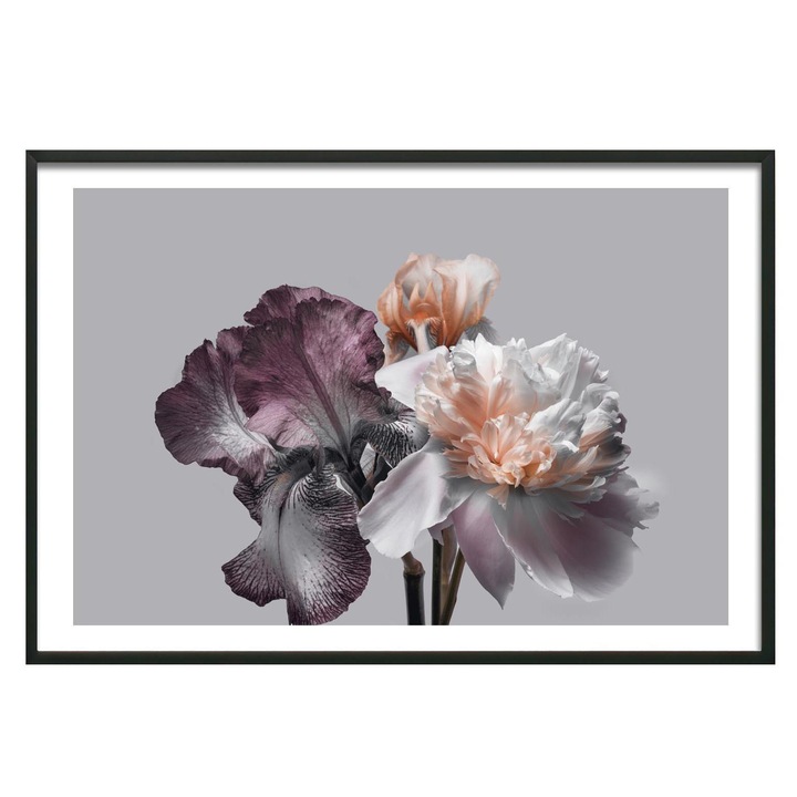 Tablou decorativ, Pe Perete, fara rama, Colectia Flori: bujori si irisi, multicolor, print pe hartie foto mata, 200g/mp, 50x70cm