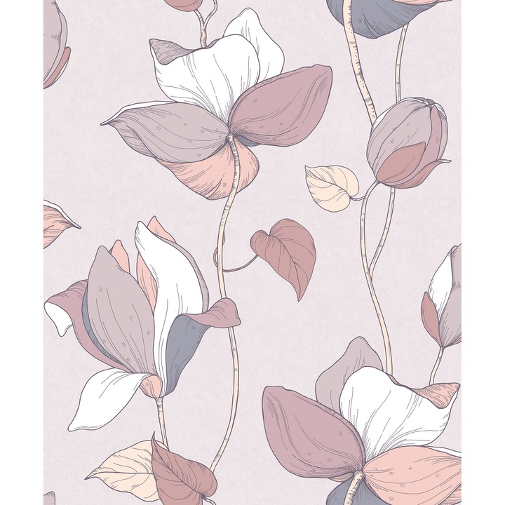 Mosható texturált virágos tapéta könnyen felhelyezhető, könnyen karbantartható Multicolor Vlies támogatás 47474 0,53mx 10m