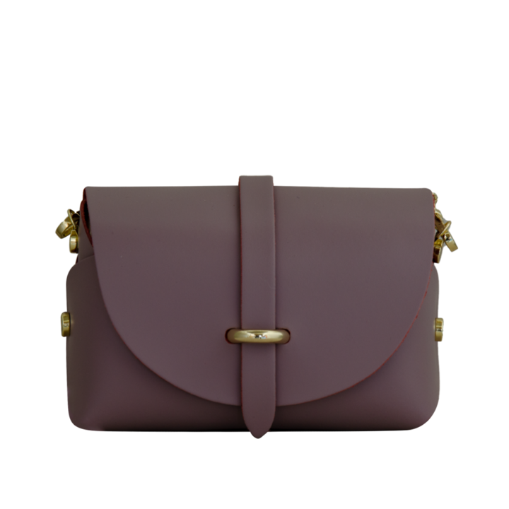 Geanta crossbody din piele naturala, Ioana, Roz inchis, 17x10x9