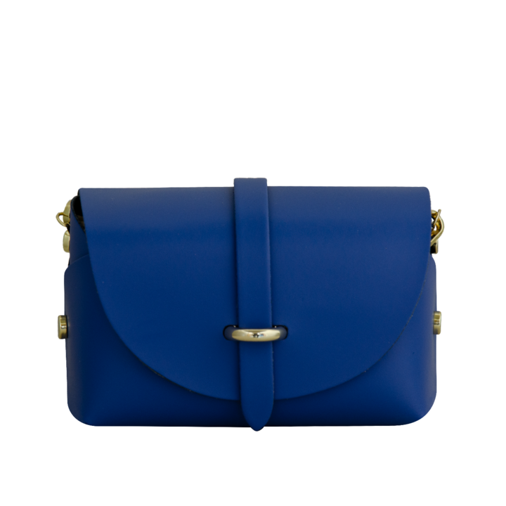 Eva Bags valódi bőr crossbody táska, Ioana lángkék, 17x10x9