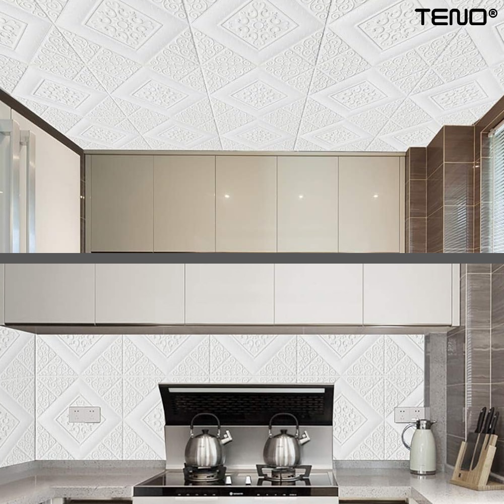 Комплект 3D тапети Teno, 20 броя, Самозалепващи се, За стена/таван ...