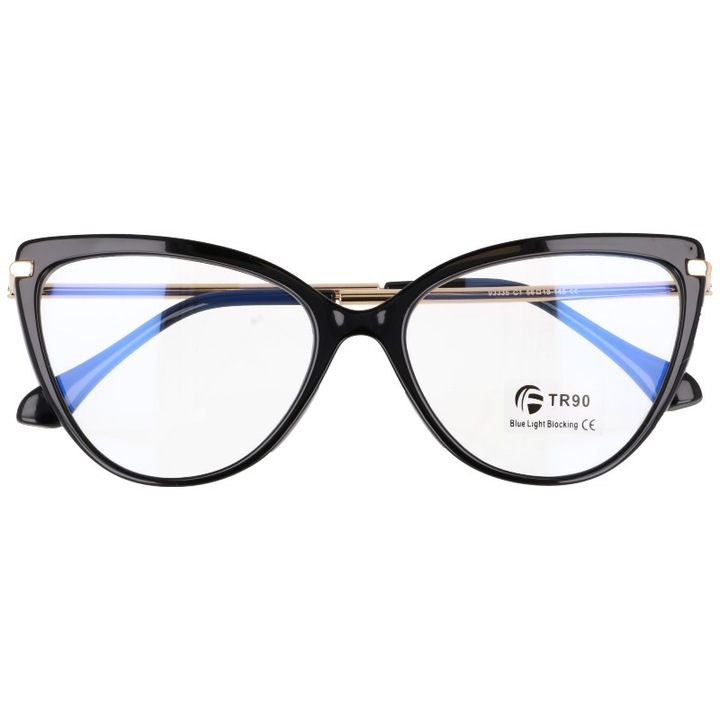 Очила Born86, стил котешко око, син светлинен филтър, черни, 56x145 мм