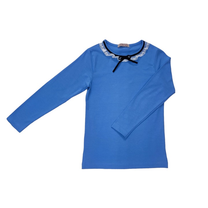 Bluza Felicia maneca lunga bleu cu bleumarin, Albastru deschis