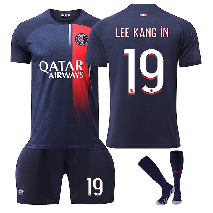Gyermek sportfelszerelés Paris Lee Kang-in futballmez készlet, Kék