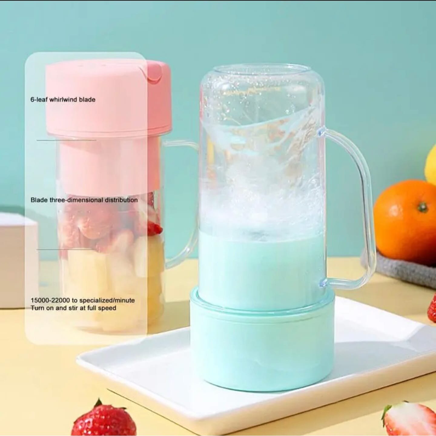 Mini Blender Electric cu Pai, Portabil, Pentru Preparare Sucuri si