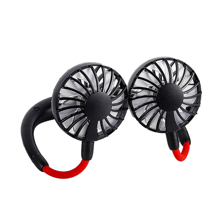 Nyak ventilátor, műanyag, USB, 3 sebesség, 260 x 180 mm, fekete/piros