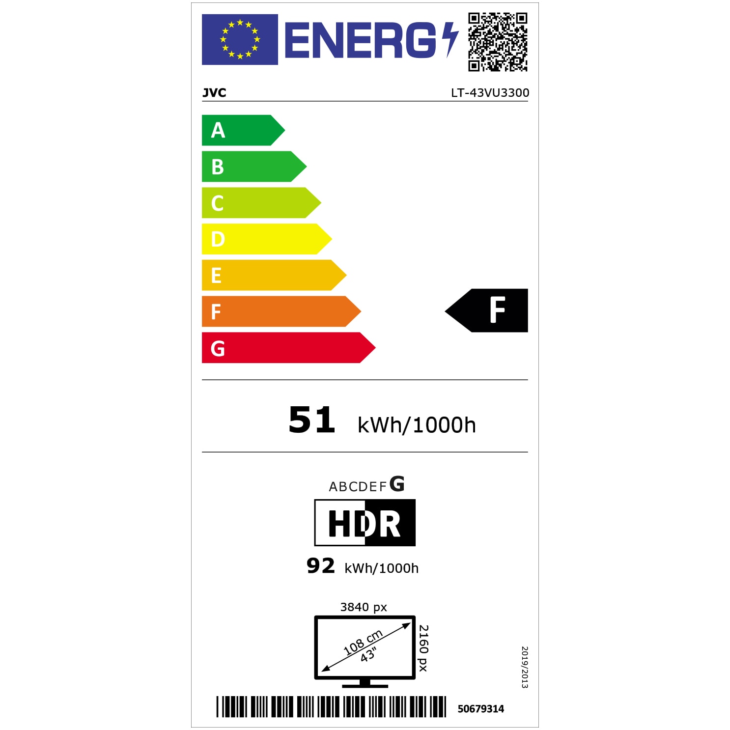 Телевизор JVC LED 43VU3300, 43