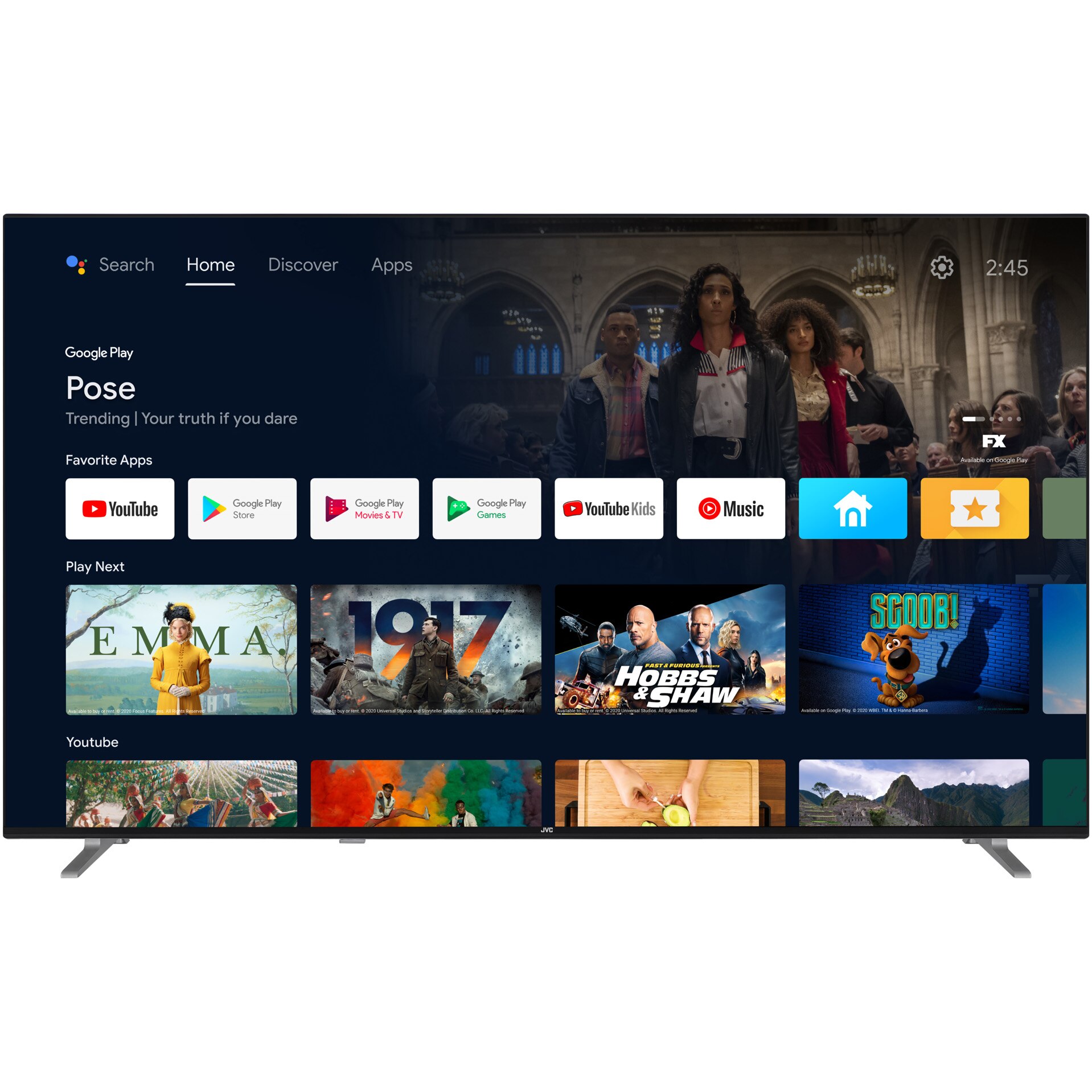 Televizor JVC QLED 43VAQ3300, 108cm, Smart Android TV, 4K Ultra HD, Clasa F