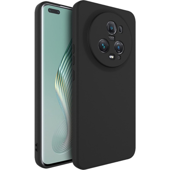 Optim Solution Honor Magic5 Pro-val kompatibilis szilikon tok, szilikon TPU, Soft Feeling, Slim Fit, Next Level Smart Protection, kameravédelem, fekete