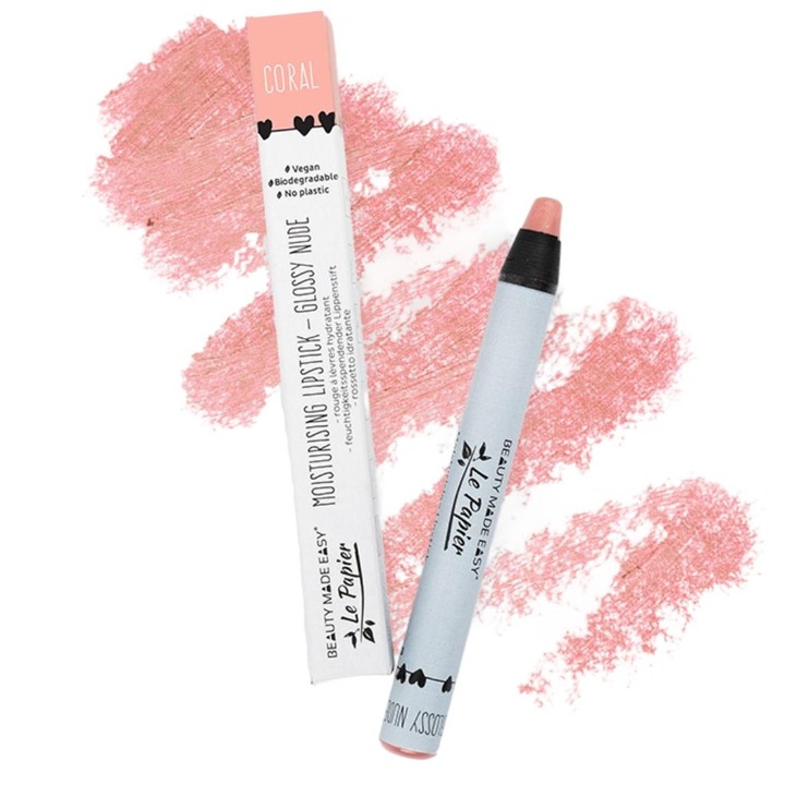 Ruj Glossy Nude Coral, Le Papier, Corai