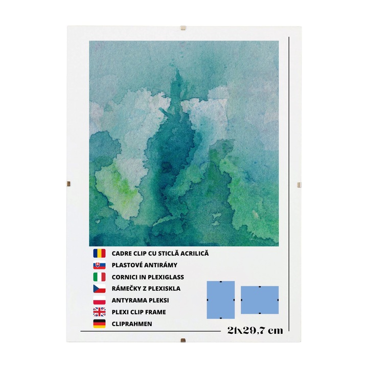 Fényképkeret, MPINK, Üveg, Átlátszó, 21x29,7cm (A4)
