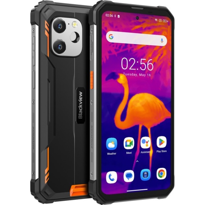Мобилен телефон Blackview BV8900 Orange, 4G, Термокамера, IPS 6.5", 64Mpx, 8GB RAM, 256GB ROM, Android 13, 10380mAh, Dual SIM