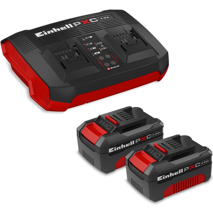 Einhell Power X-Change 4512112 Töltő és dupla akku, 2x4.0 Ah, 18 V, 75 perc töltési idő, Max. 900 W teljesítmény