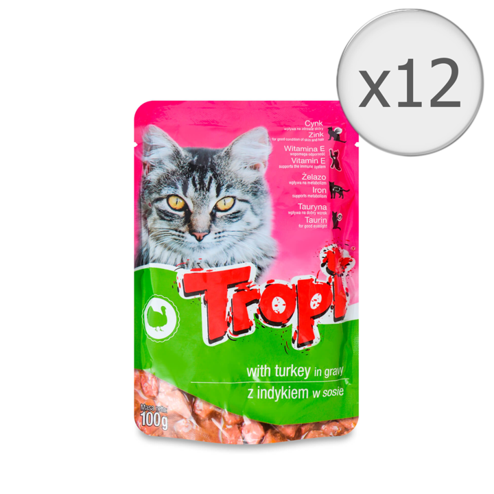 Мокра храна за тропически котки, Турция, 12 х 100 гр