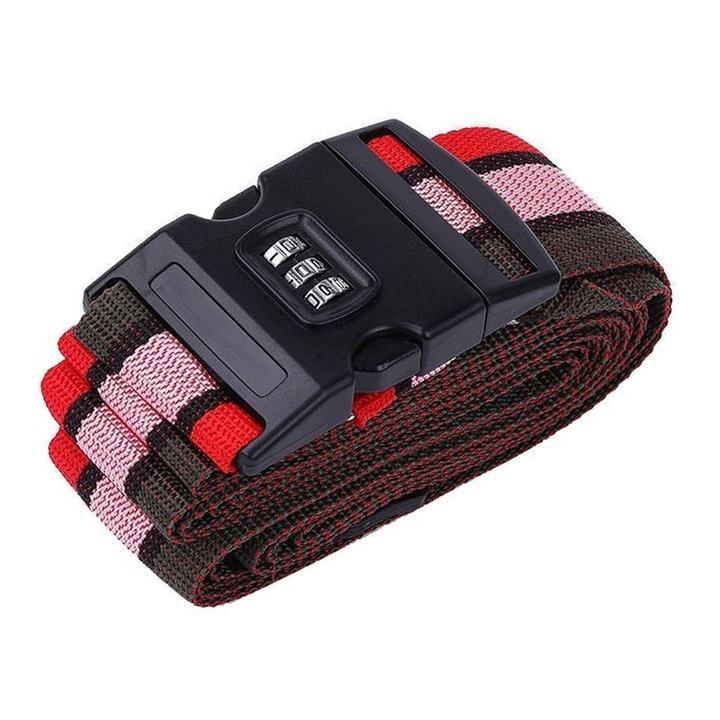Centura cu Cifru pentru Troler, Valiza si Geanta, cu marime Ajustabila pana la 100cm, Tricolor AK5732TR