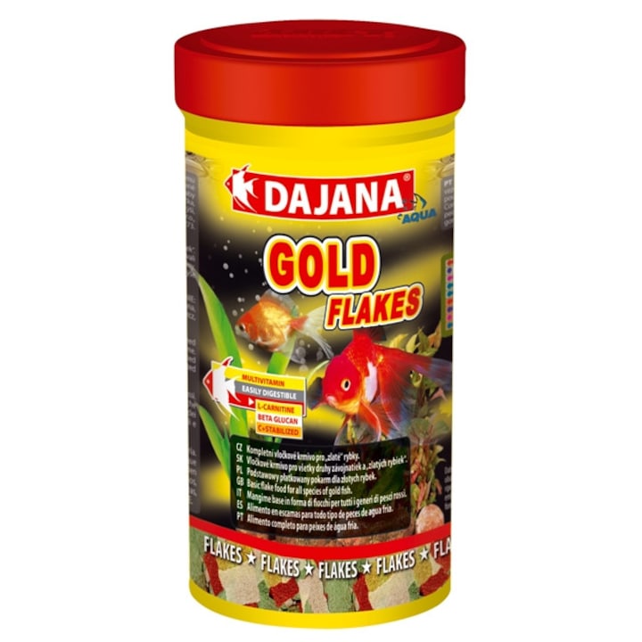Hrana pentru pesti Dajana Pet Gold Fulgi, 250 ml, DP001B2