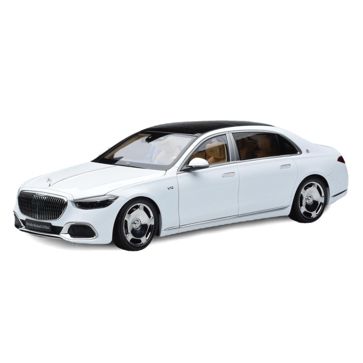 Automacheta Mercedes Maybach S600 V12 Biturbo, Majdnem valósághű, 1/18, Fehér