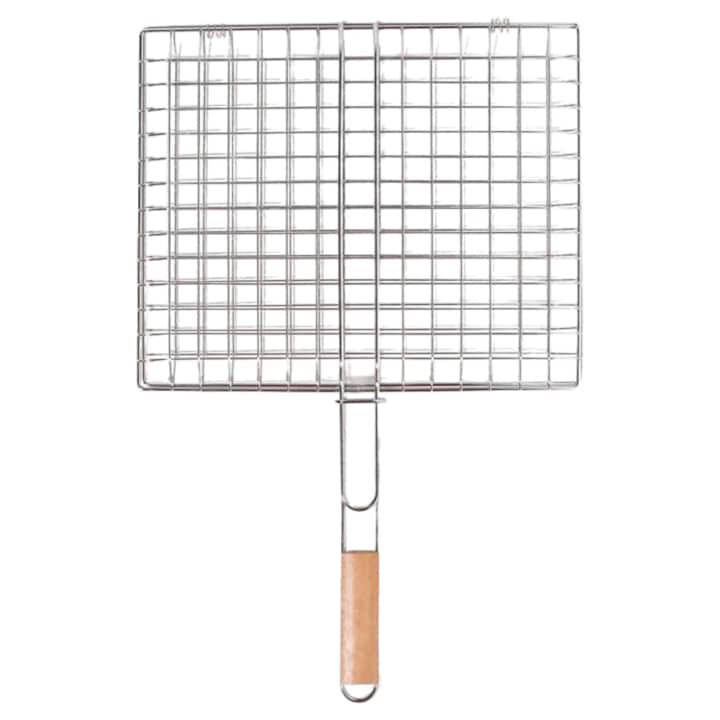 Gratar BBQ YUPY, maner din lemn, 40x33cm