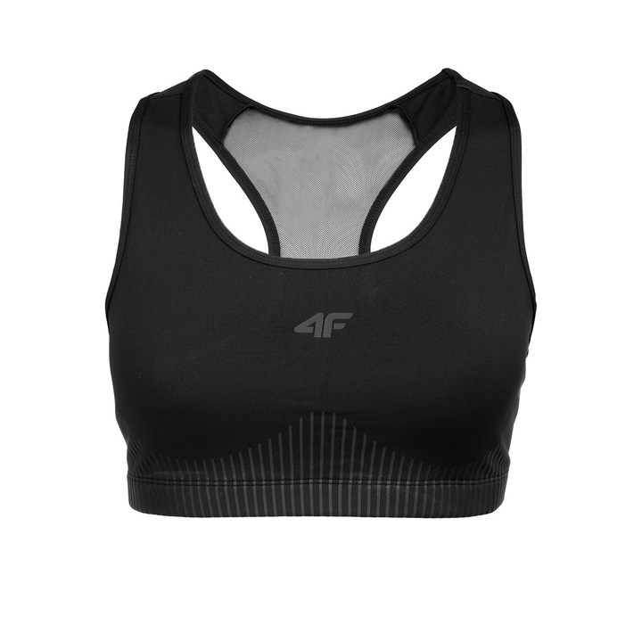 Bustiera sport, 4F, Poliester, Negru, S