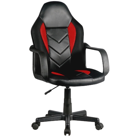 Scaun de birou, Akord Furniture Factory, Piele/PVC, Ergonomic, Negru/Rosu