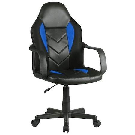 Scaun de birou, Akord Furniture Factory, Piele/PVC, Ergonomic, Negru/Albastru
