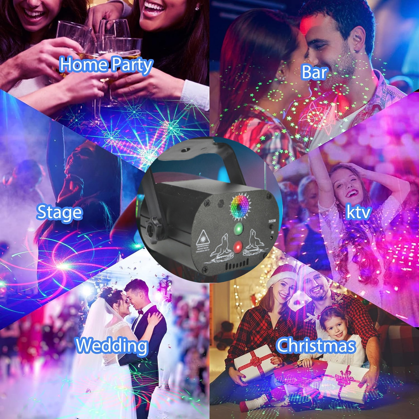 Proiector de lumini disco, Weluvfit, G5416-3, RGB, Laser Lumini