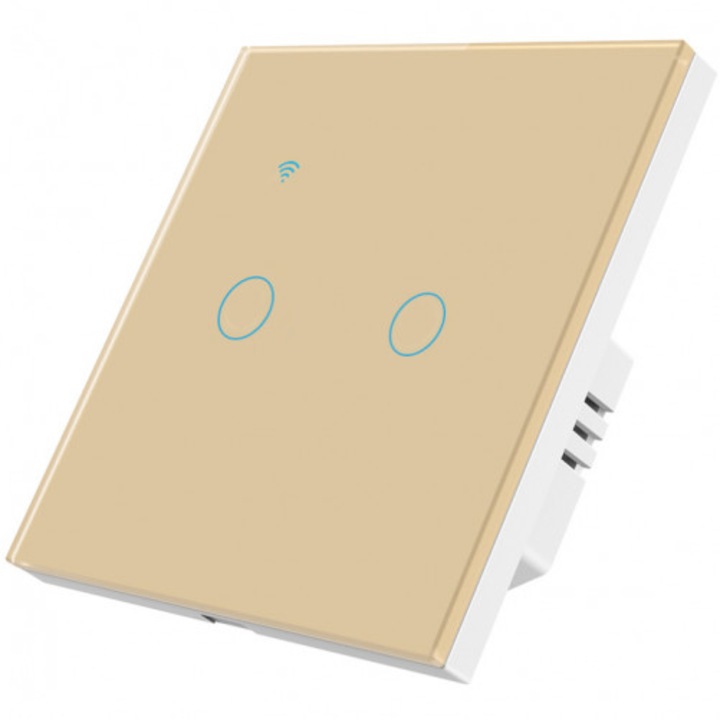 IUni 2F интелигентен сензорен ключ, Wi-Fi, безопасно стъкло, LED, златен