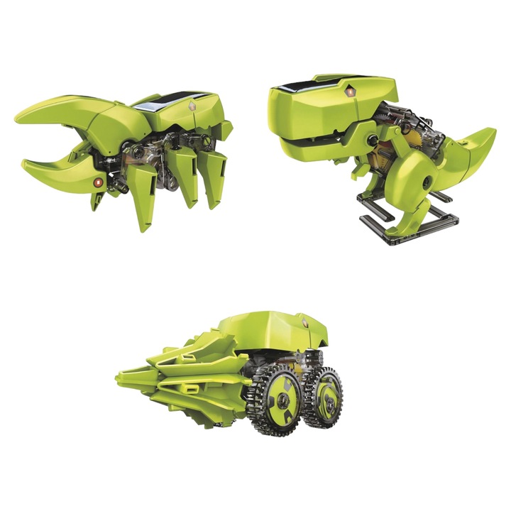 Jucarie educativa, Robot dinozaur 3 in 1, alimentare panou solar, YUPY T3, Verde